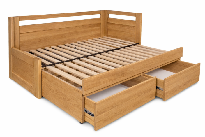 Ložnicový set Teodor  – rozkládací postel Teodor, matrace Dia Relax Hi a noční stolek Teodor z masivu dub/dub rustikal