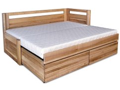 Ložnicový set Teodor  – rozkládací postel Teodor, matrace Dia Relax Hi a noční stolek Teodor z masivu jasan