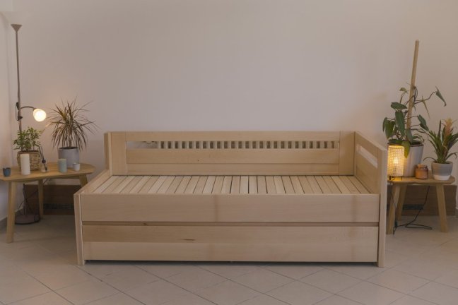 Dubová rozkládací postel z masivu 80 až 160 x 200 cm Teodor