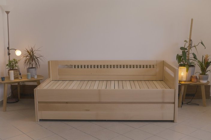 Teodor rozkládací postel z masivu dub 80 nebo 90 x 200 cm